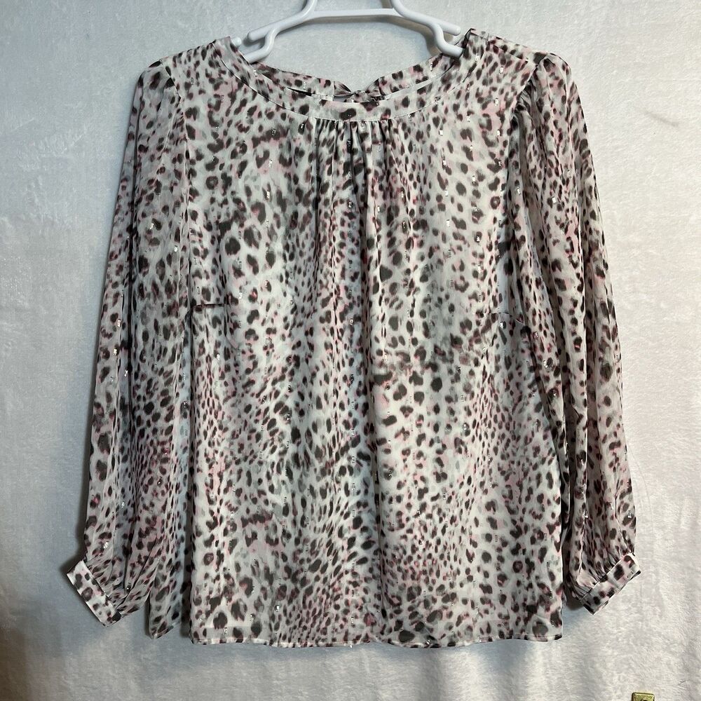 Talbots Plus Blouse Women’s Size XL Animal Print Metallic Pink Feminine‎ Modest